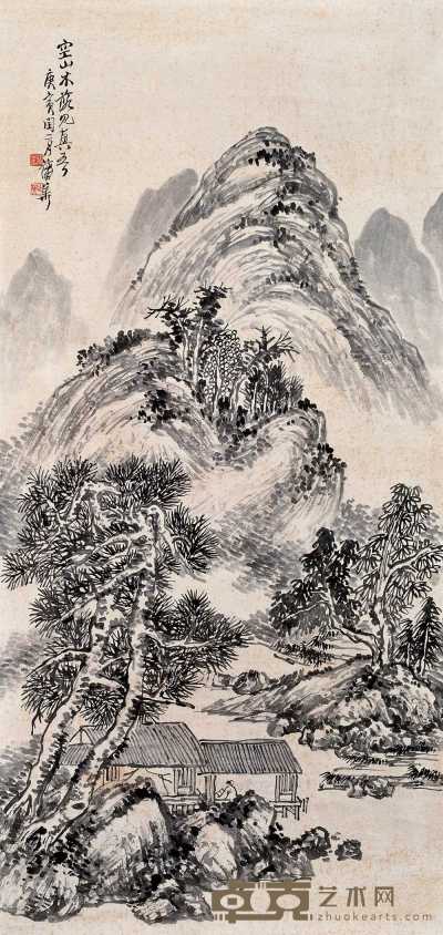 蒲华 1890年作 空山木落 立轴 134.5×64cm